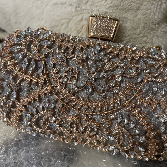 Gold and Silver Crystal champagne Clutch - Picture 2 of 5